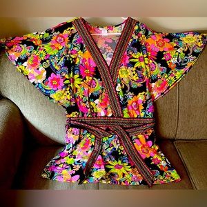 Trina Turk swimsuit coverup or top for apres swim party.